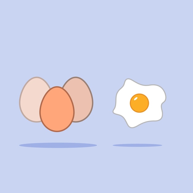 Vector chicken cartoon eggs and fried egg