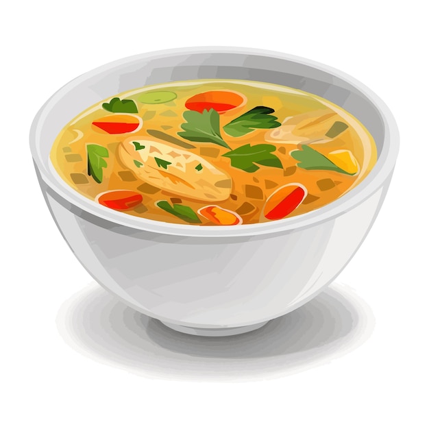 Vector vector chicken soup in a bowl vector