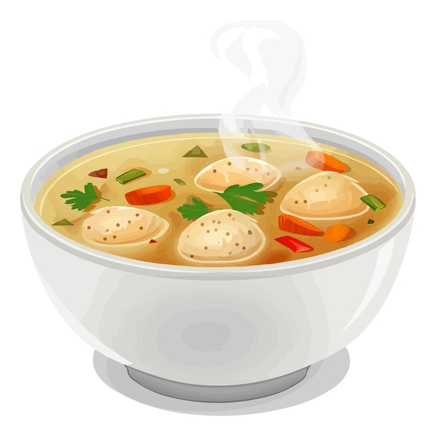 vector chicken soup in a bowl vector