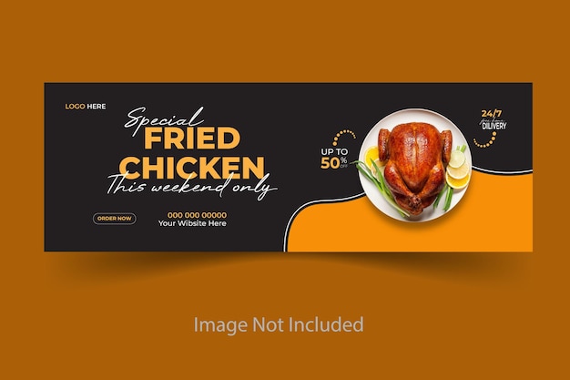 Vector chicken web and social media fast food restaurant Facebook cover banner template design