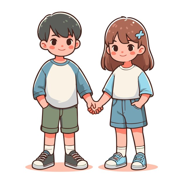 Vector vector of children holding hands