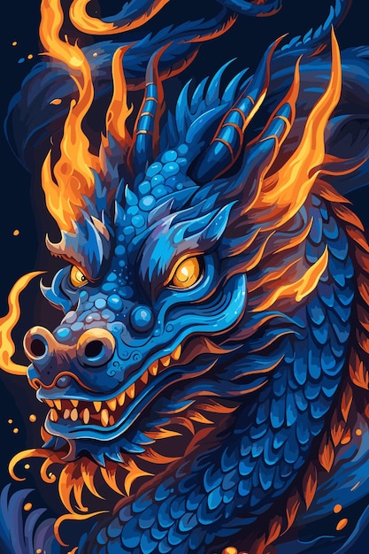 A vector of a chinese dragon illustration digital painting art