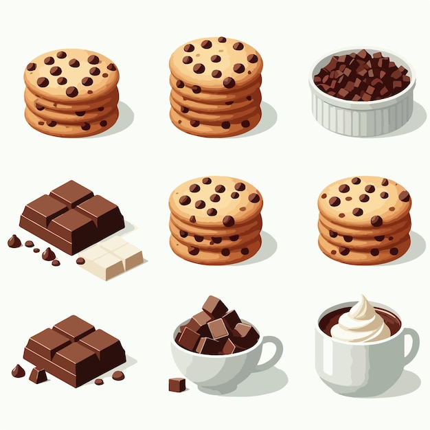 Vector vector chocolate cookie with flat design style