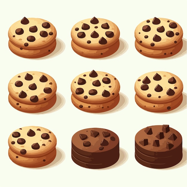 vector Chocolate cookie with flat design style