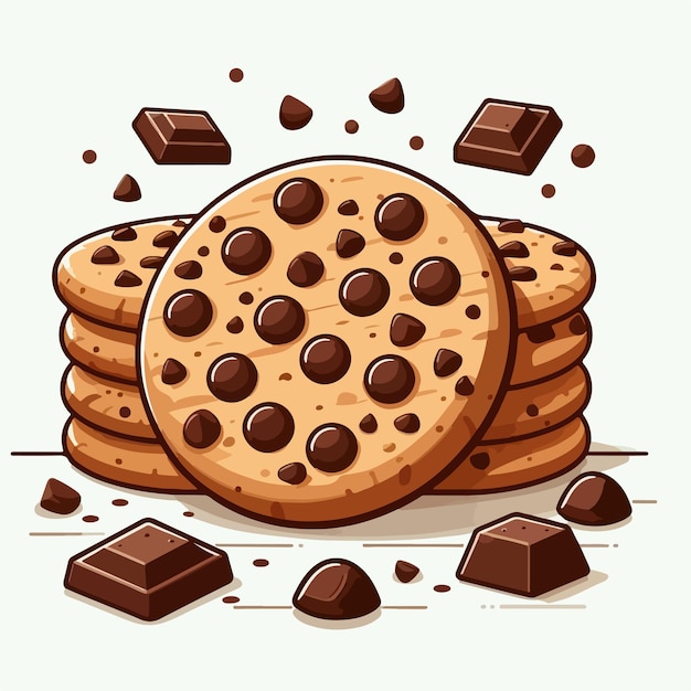 Vector vector chocolate cookie with flat design style