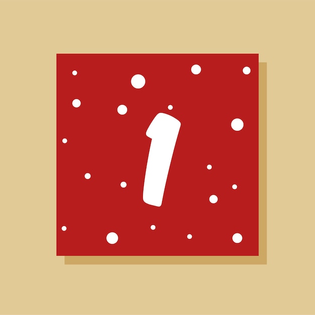 Vector Christmas advent calendar. Winter holidays poster with date 1 of december.Cute day decoration