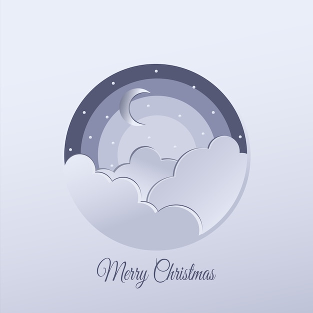 Vector Christmas card in paper cut style.