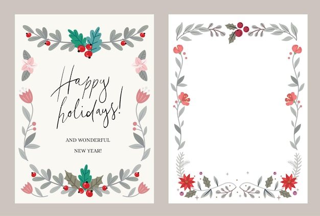 Vector Christmas frame with flower fir branches and place for text.