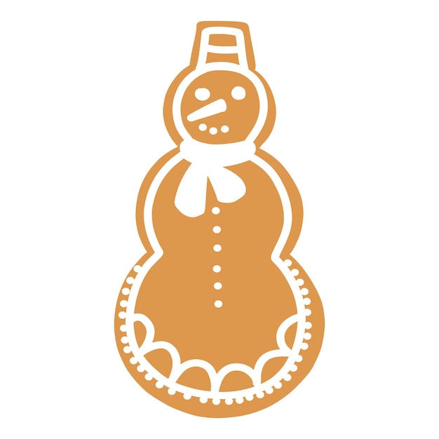 Vector Christmas gingerbread in the form of a snowman on a white ground