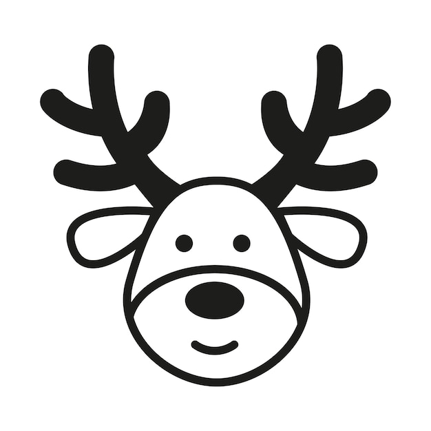 Vector Christmas logo design Black and whiter Santas deer icon