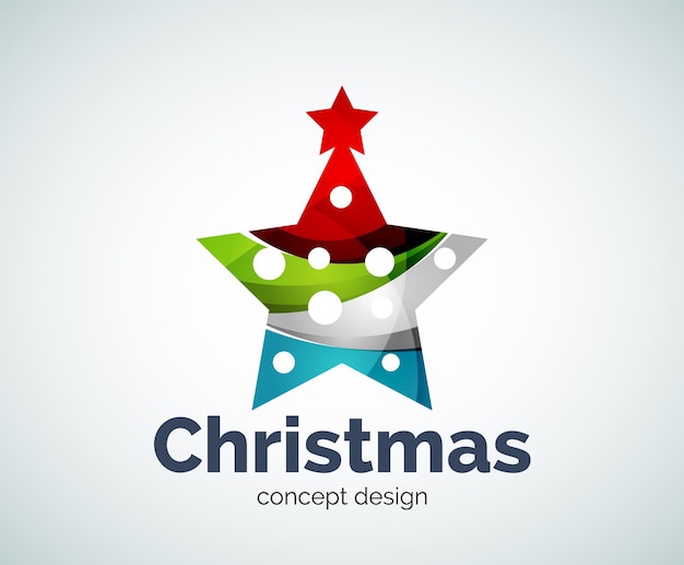 Vector Christmas or New Year star decoration logo template