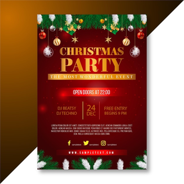 Vector christmas party flyer or poster design template illustration