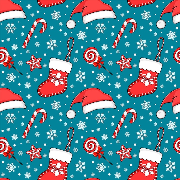 vector Christmas seamless pattern for gift wrapping or textile design.