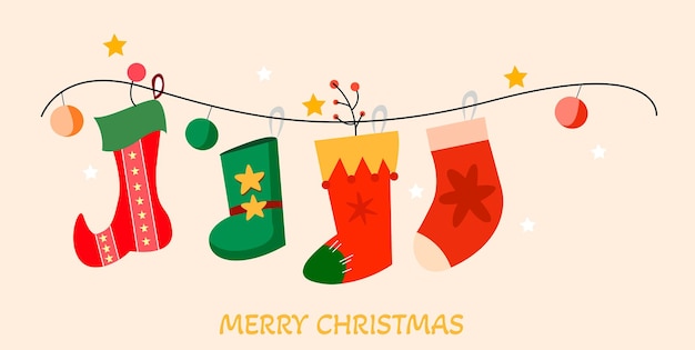 Vector Christmas Socks Element Flat illustration