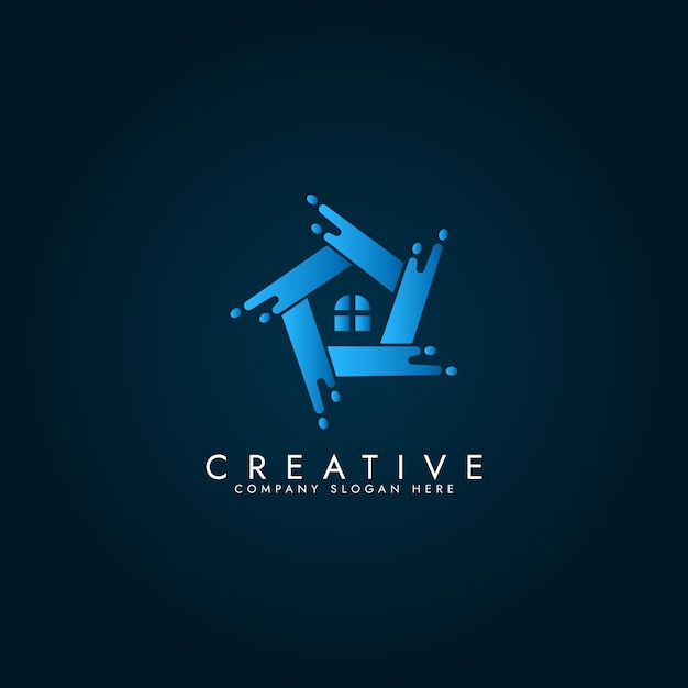 Vector circle blue logo symbol isolated abstract real estate house logo design template