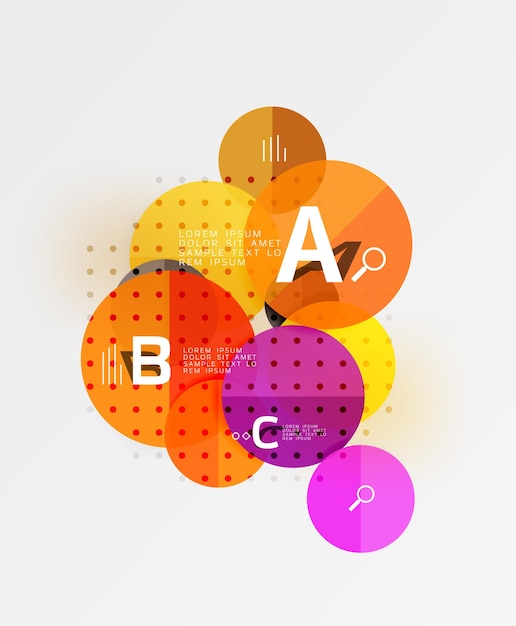 Vector circle bubbles modern geometric background with option letter design Vector template background for workflow layout diagram number options or web design