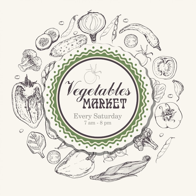 Vector circle of vegetables