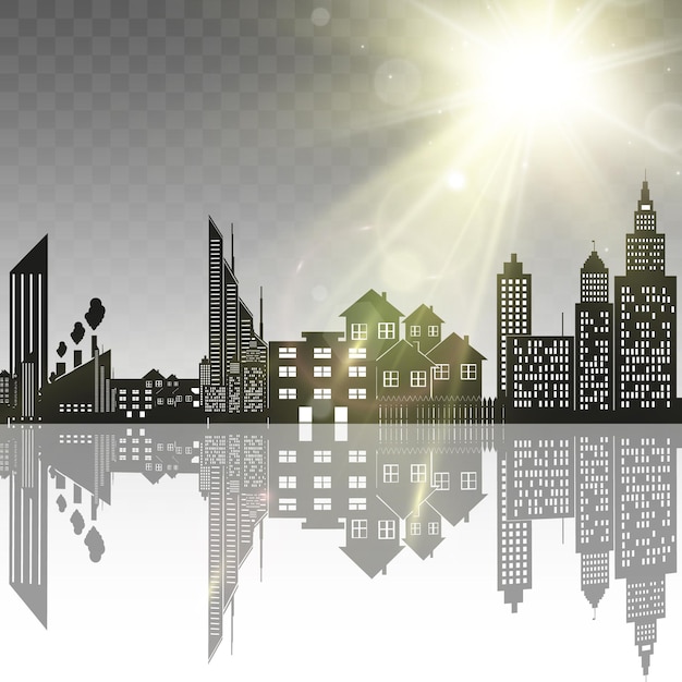 Vector vector city silhouette in a flat style. modern urban landscape.vector illustration