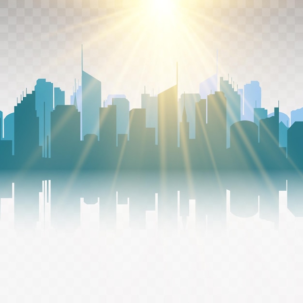 Vector city silhouette in a flat style. Modern urban landscape.vector illustration