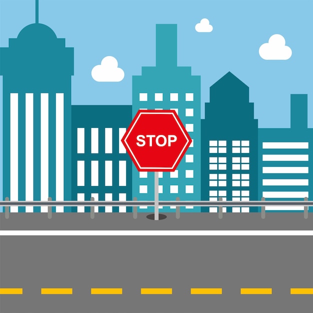 vector city with various traffic signs