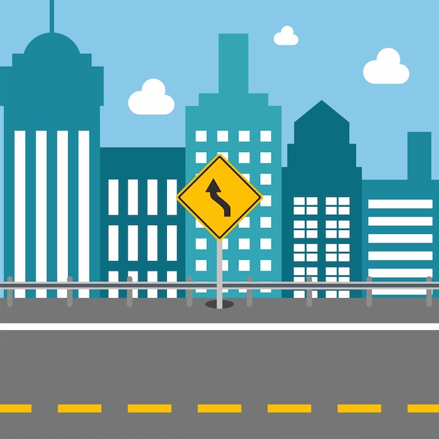 vector city with various traffic signs