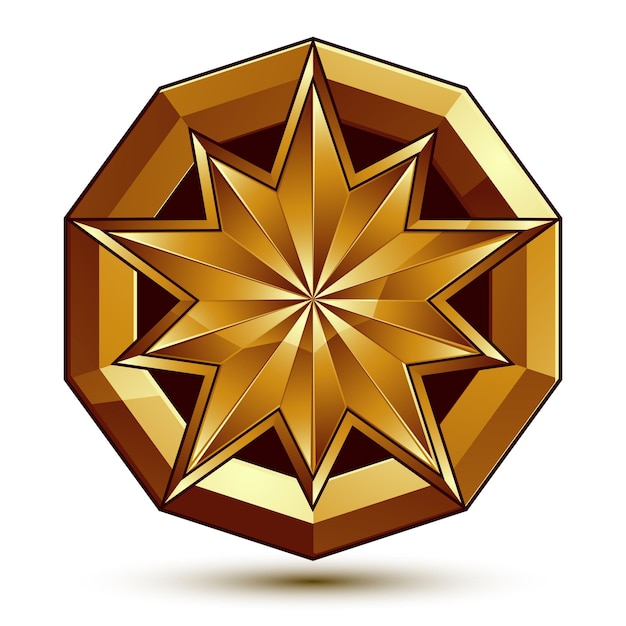 Vector classic emblem isolated on white background. Aristocratic golden star, clear EPS 8.