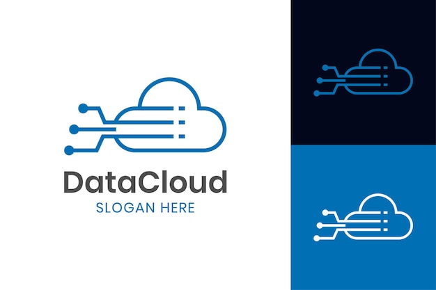 Vector cloud data technology logo design simple cloud computing security upload data web technology icon design vector concept