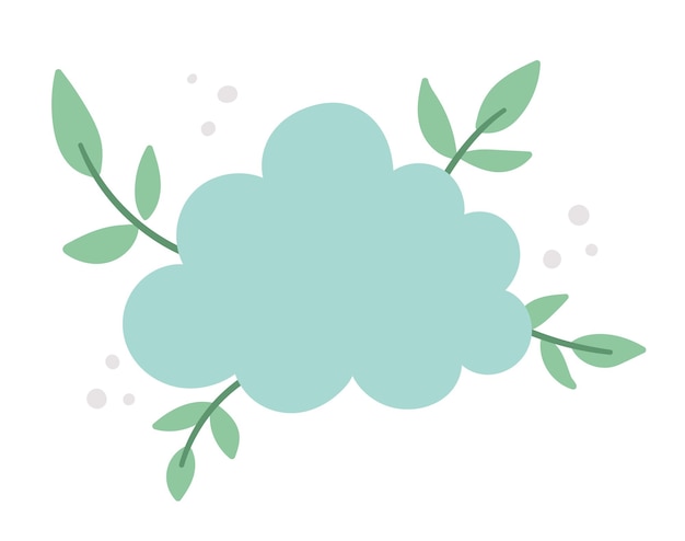 Vector cloud with leaves Weather icon isolated on white backgroundxA