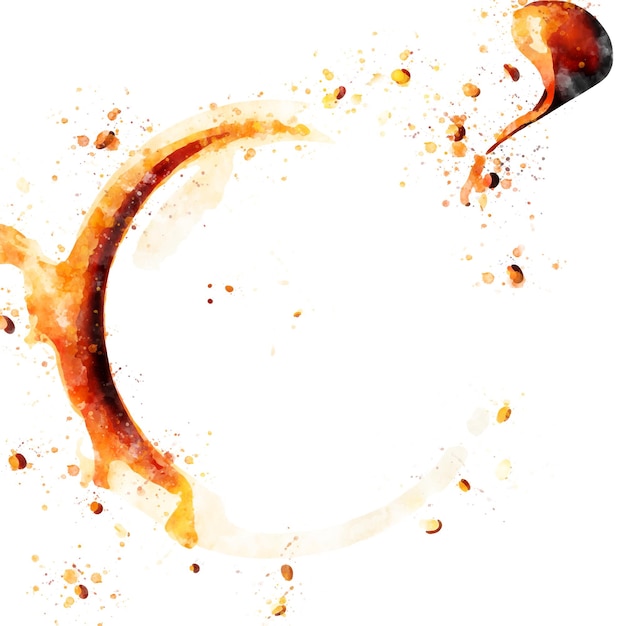 Vector coffee stains on white background