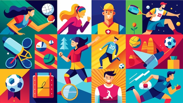 Vector vector collage templates art sport