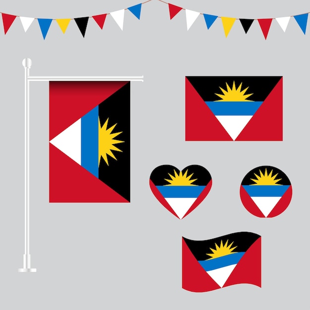 vector collection of Antigun and Barbuda emblems and icons in different shapes