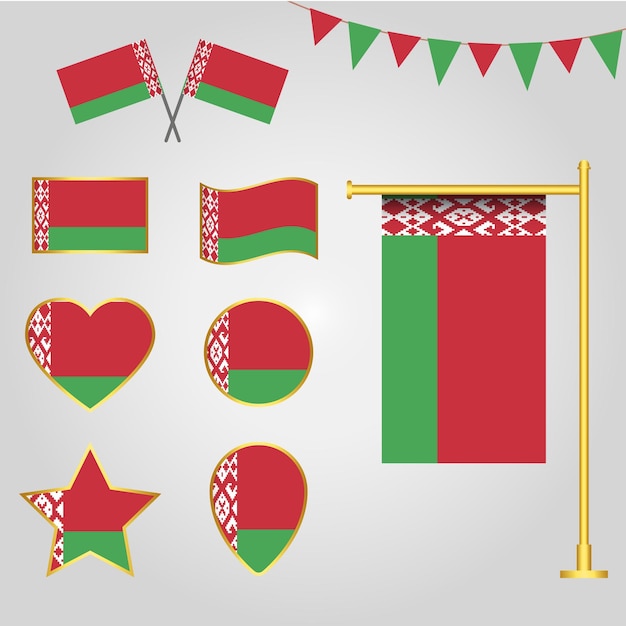 Vector collection of Belarus flag emblems and icons in different shapes vector of Belarus