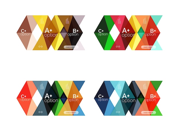 Vector vector collection of colorful geometric shape infographic banners backgrounds for workflow layout diagram number options or web design