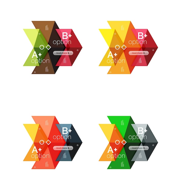 Vector collection of colorful geometric shape infographic banners