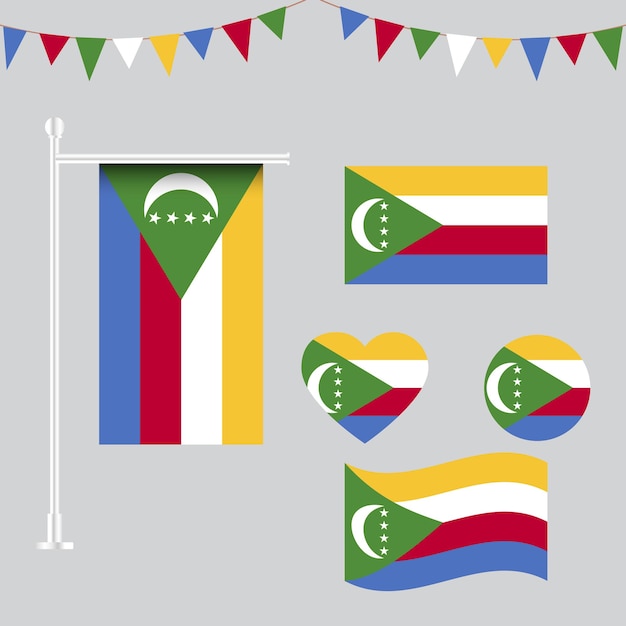 vector collection of Comoros emblems and icons in different shapes