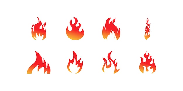 Vector collection of fire flames