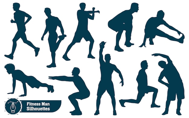 Vector collection of Fitness man silhouettes