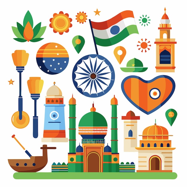 Vector Collection India Independence Day Celebration Elements