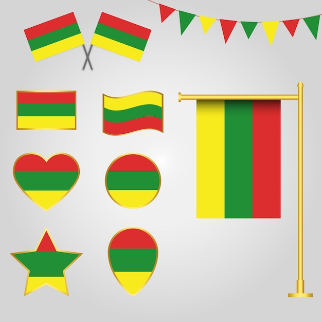 Vector collection of Lithuania flag emblems and icons in different shapes vector of Lithuania