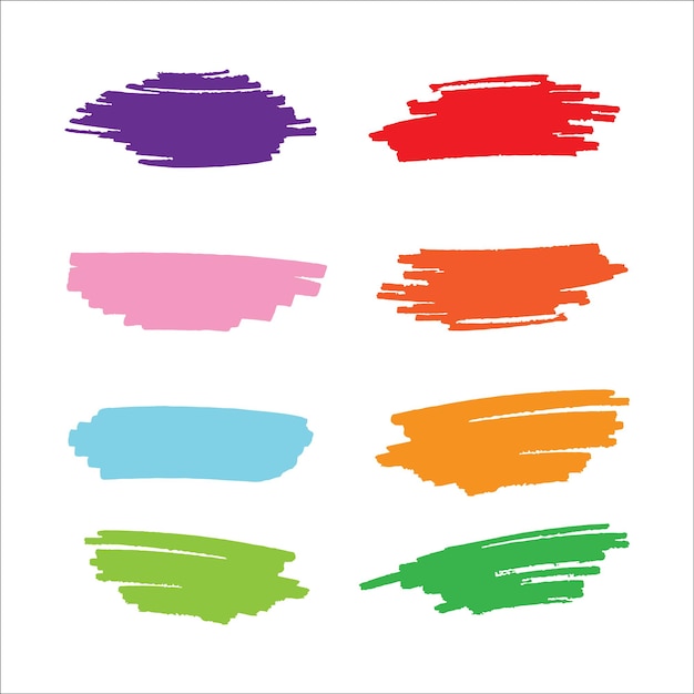 Vector collection of paint hand made creative brush stroke set isolated on white background