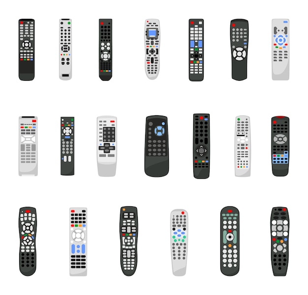 Vector collection of remotes for TVs and other media devices