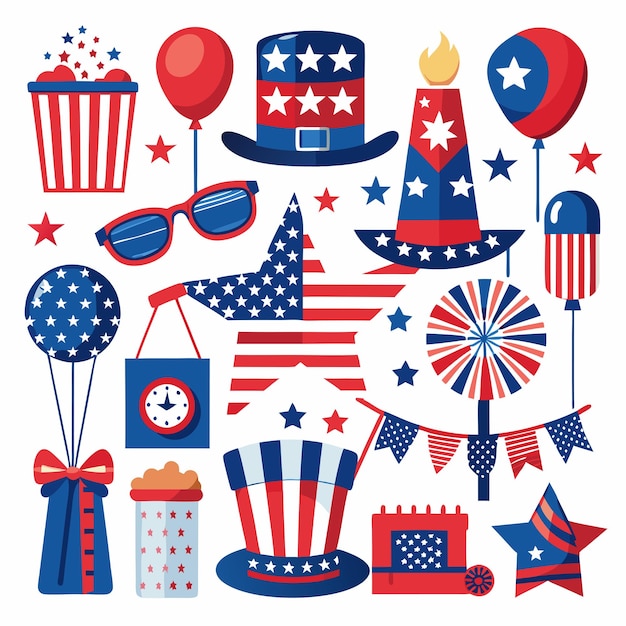 Vector vector collection for usa independence day celebration elements