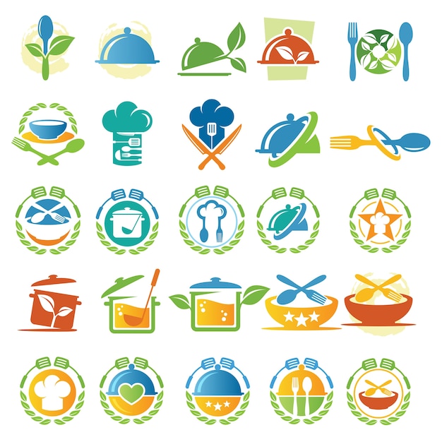 Vector collections of food and cook logo design