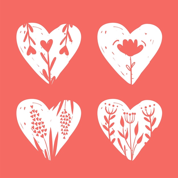 Vector collections of hand drawn hearts isolated on transparent background Love valentines day