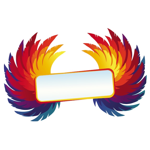 Vector coloful wings with bright frame