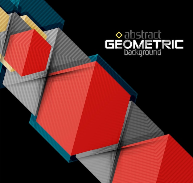 Vector color geometric shapes on black background