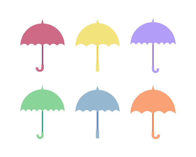 Vector colored umbrellas isolated on white background. Rain umbrella seasonal icons weather forecast