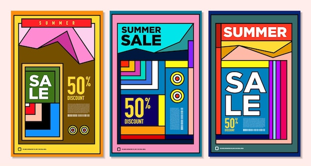 Vector Colorful Abstract Retro Colorful Geometric Background for Summer Sale Promotion Banner