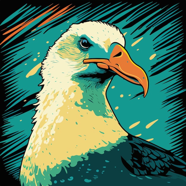 Vector colorful Albatross in pop art style