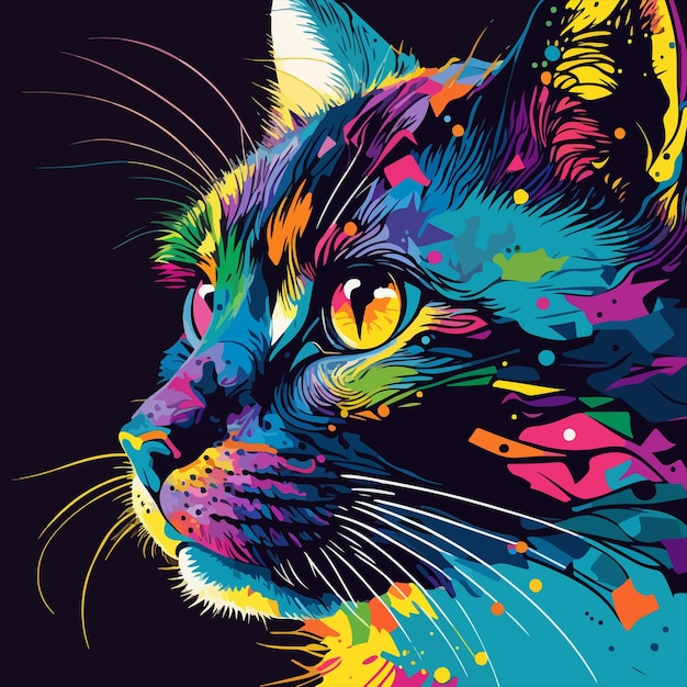 Vector colorful cat in pop art style